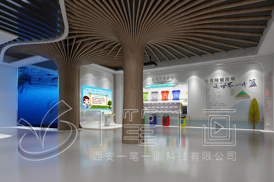 生態(tài)保護(hù)展廳平面圖,數(shù)字化環(huán)保展館設(shè)計,智能環(huán)保展廳建設(shè)