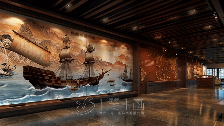 絲綢之路展廳，高科技一帶一路展廳設計效果圖